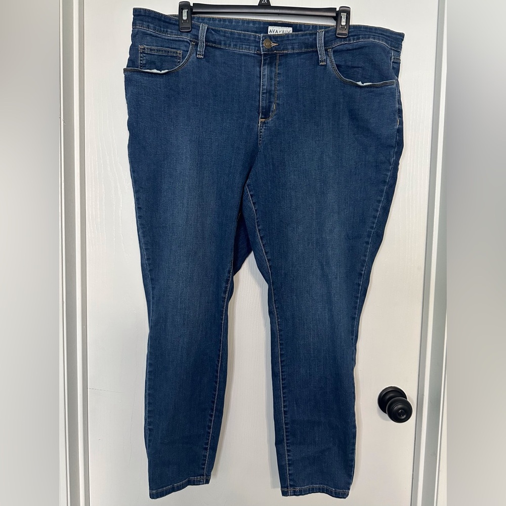 Ava & Viv medium wash blue denim jeans women’s 22w
